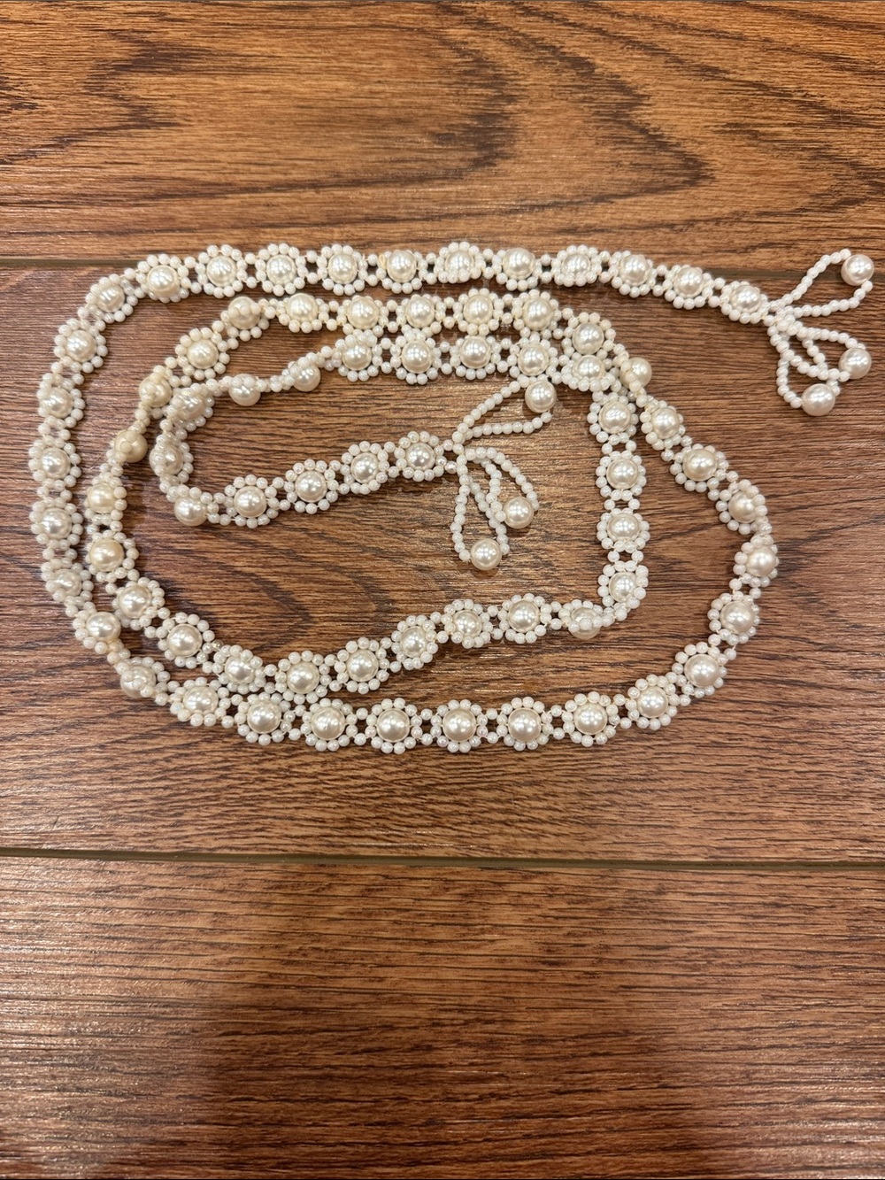 Vintage White Beaded Floral Waist Chain - Unbranded - Picture 4 of 4